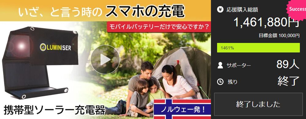 【1,461,880円！】アウトドアの新常識！どこにいてもスマホも心も満たす携帯できるソーラー急速充電器