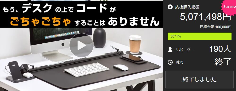 【5,071,498円！】こんなに仕事効率が上がるなんて！デスクの上をスッキリさせるIT対応デスクマット